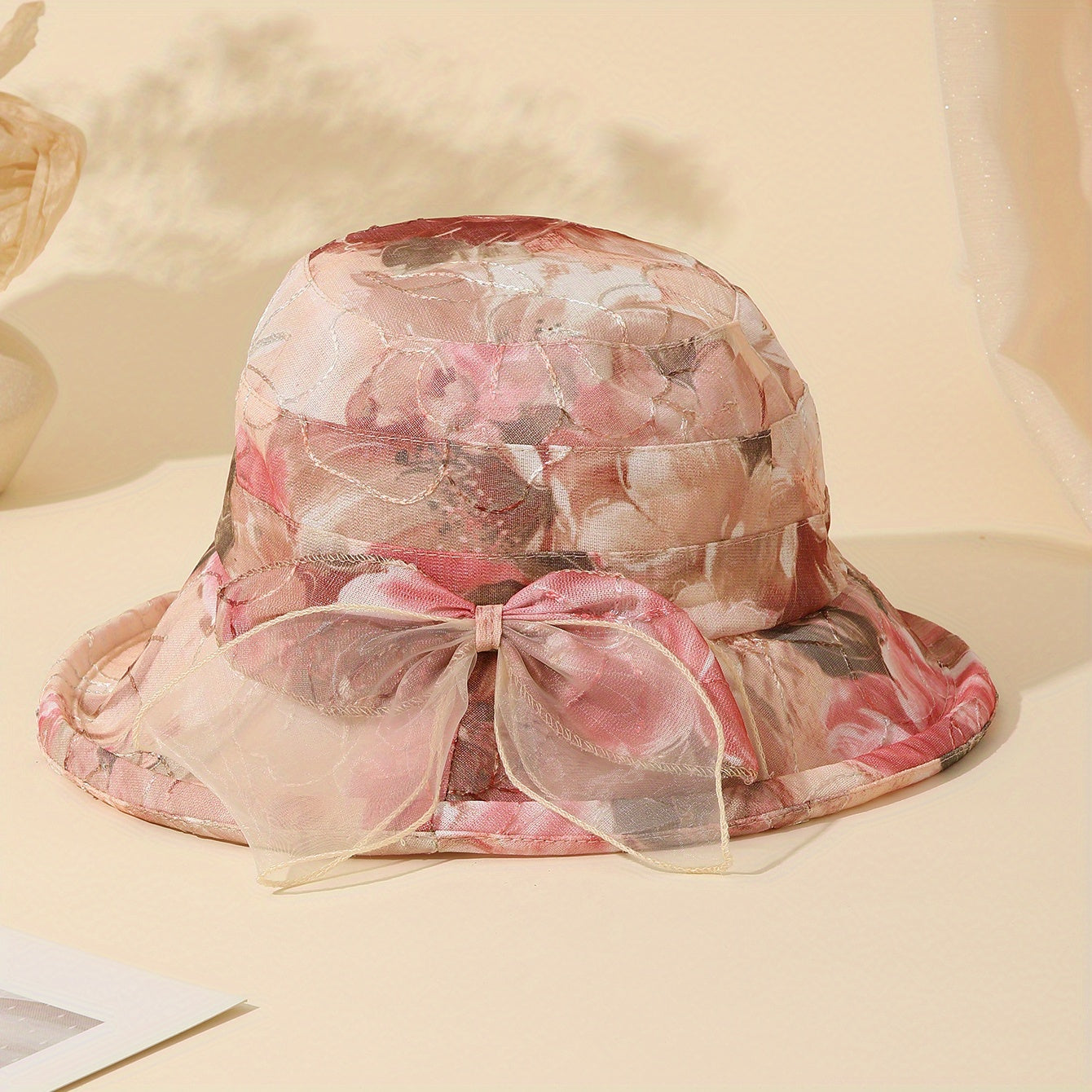 Flower Embroidery Bucket Hat Lightweight Thin Breathable Summer Sun Hats