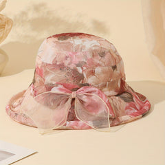 Flower Embroidery Bucket Hat Lightweight Thin Breathable Summer Sun Hats