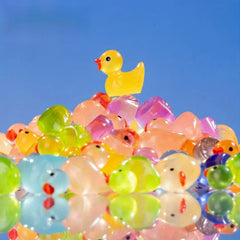 30 Mini Glow Dark Yellow Duck Toys DIY Decorative Ducks Garden Party Supplies