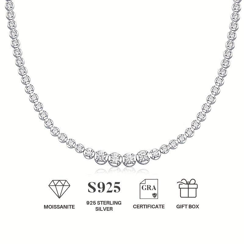 Moissanite Tennis Necklace Silvery Clavicle Chain Jewelry
