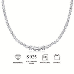 Moissanite Tennis Necklace Silvery Clavicle Chain Jewelry