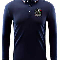 Men's Long Sleeve Polo Shirt - Dear Santa Deline Naughty