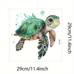 Watercolor Turtle Toilet Sticker Self-adhesive Waterproof PVC 29x11.4inch