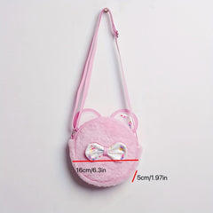 Cartoon Cat Plush Crossbody Bag for Girls