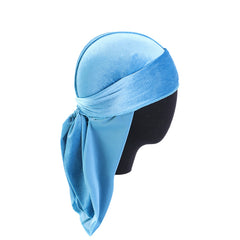 Velvet Durag Breathable Bandana Long Tail Pirate Hat Winter Biker Headwraps