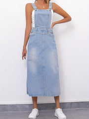 Vintage Style Denim Dress With Slash Pockets
