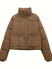 Warm Puffer Jacket Stand Collar Women's Clothing