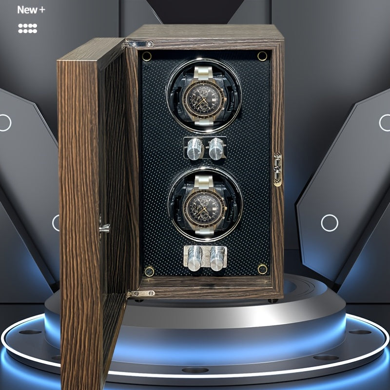Wood Watch Winder Vertical 2 Slot Automatic Watches Box
