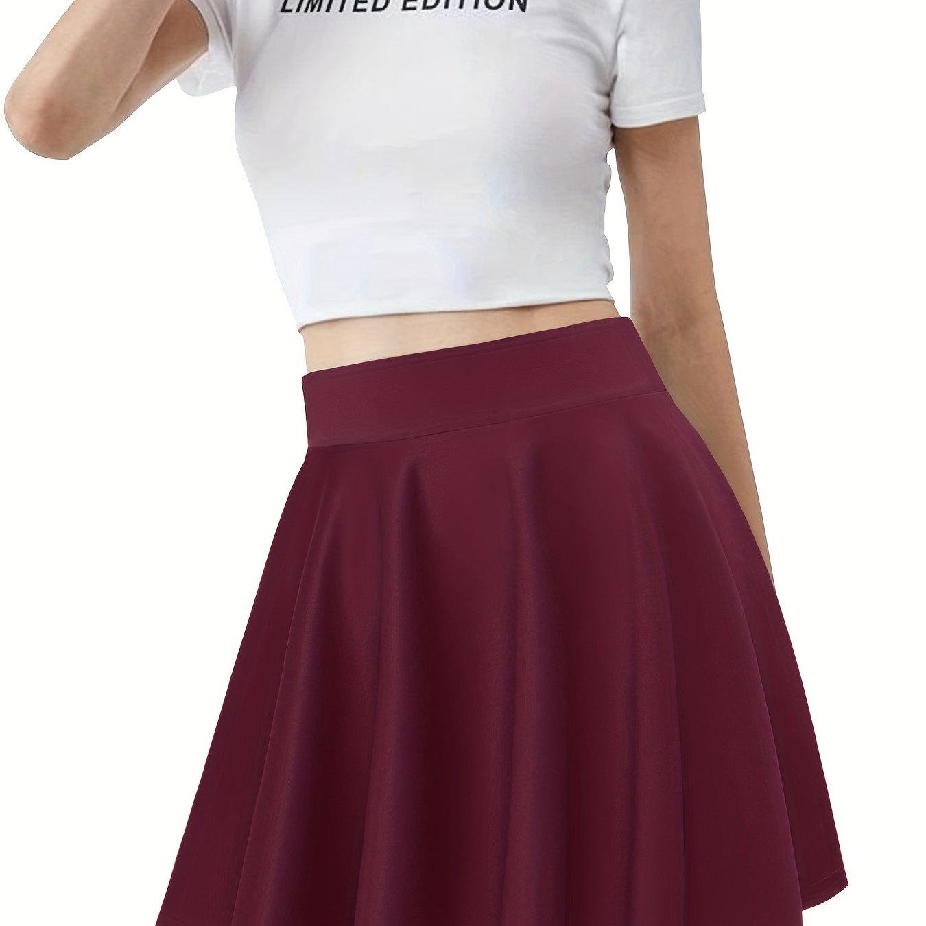 Casual High Waist Skater Skirt for Women