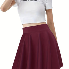 Casual High Waist Skater Skirt for Women