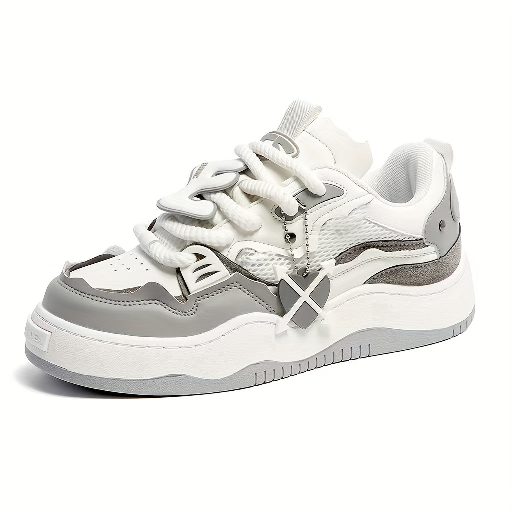 Men's Mesh Lace Up Platform Skate Shoes Non Slip Casual Shoes