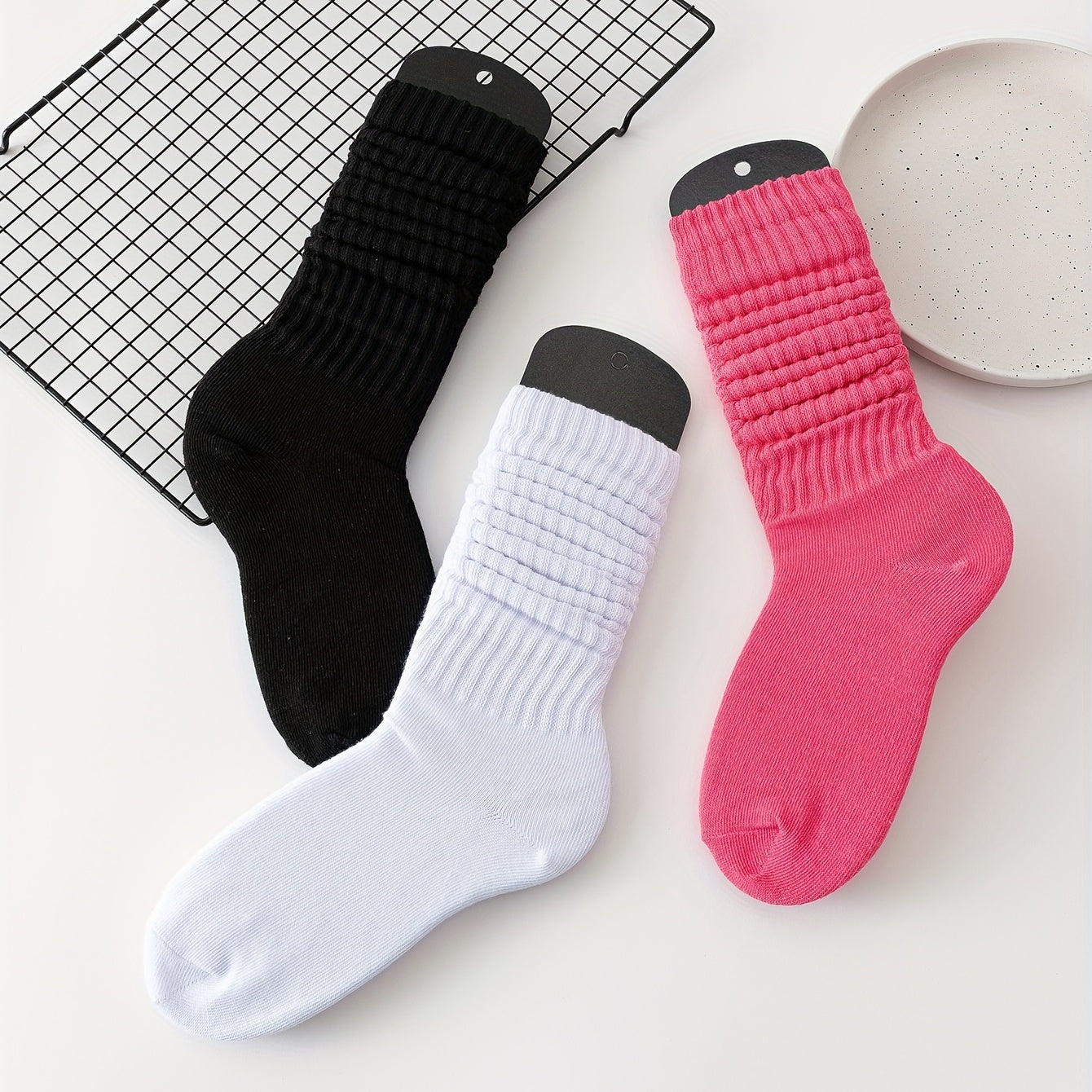 3 Pairs Slouch Crew Socks Cozy & Breathable All-match Street Socks