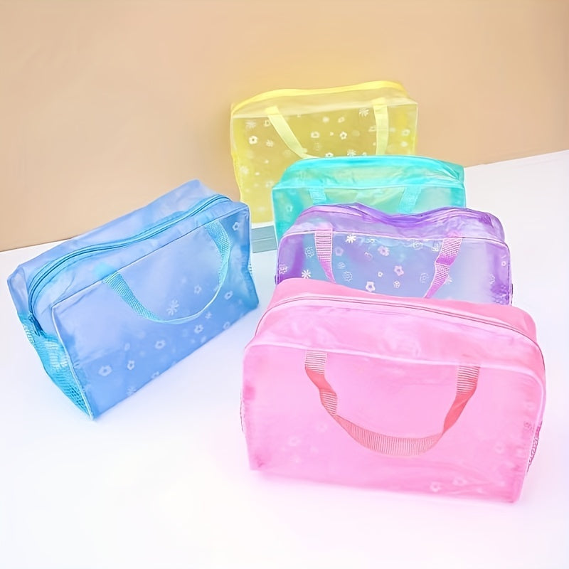 Floral Print Makeup Pouch Zipper Portable Cosmetic Bag
