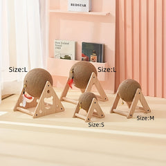 Cat Scratching Pad With Bell Wooden Cat Claw Grinding Toy