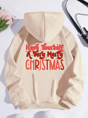 Christmas Kangaroo Pocket Hoodie Long Sleeve Sweatshirt