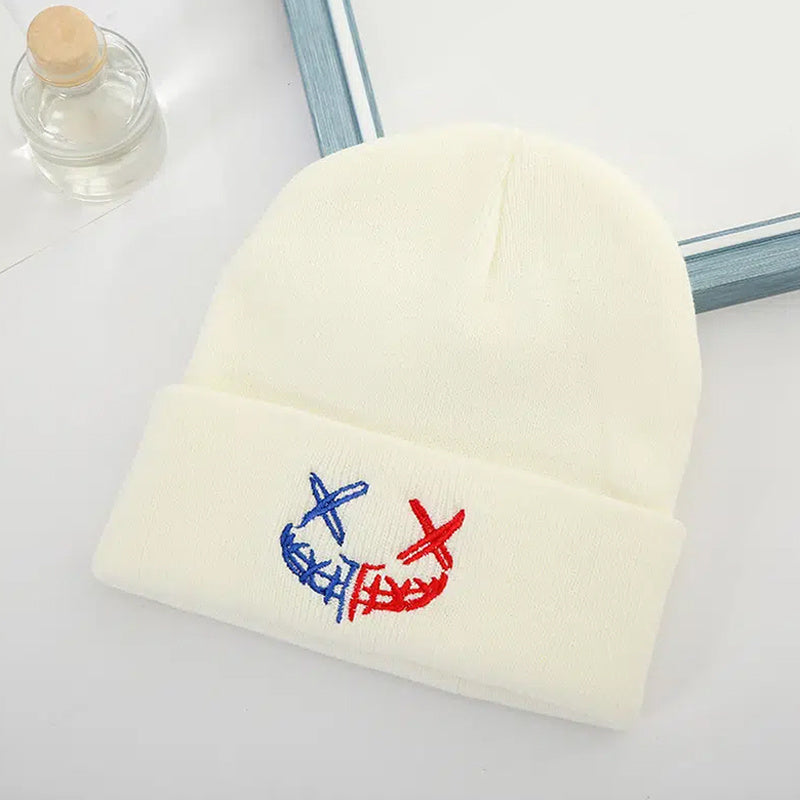 Embroidered Slouchy Knit Beanie Hat Winter Skull Cap Soft Stocking Hat