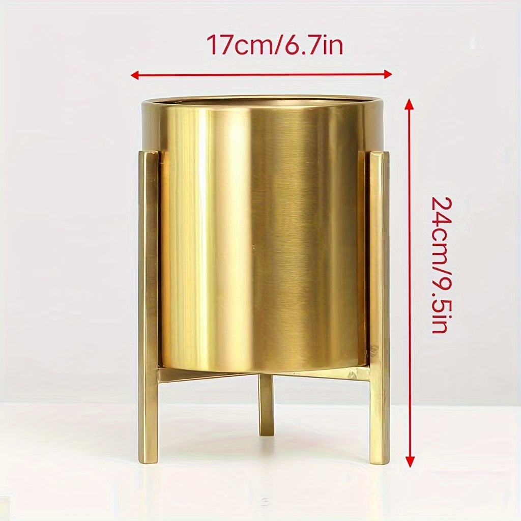 Metal Golden Floor Standing Vase Flower Arranger Plant Holder Home Decor