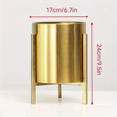 Metal Golden Floor Standing Vase Flower Arranger Plant Holder Home Decor
