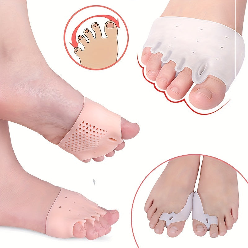 2 Pairs Silicone Forefoot Pad Cushion Gel Insoles Toe Separator Hallux Valgus