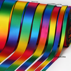 3 Meters Double Sided Rainbow Satin Ribbons for Crafts & Decor