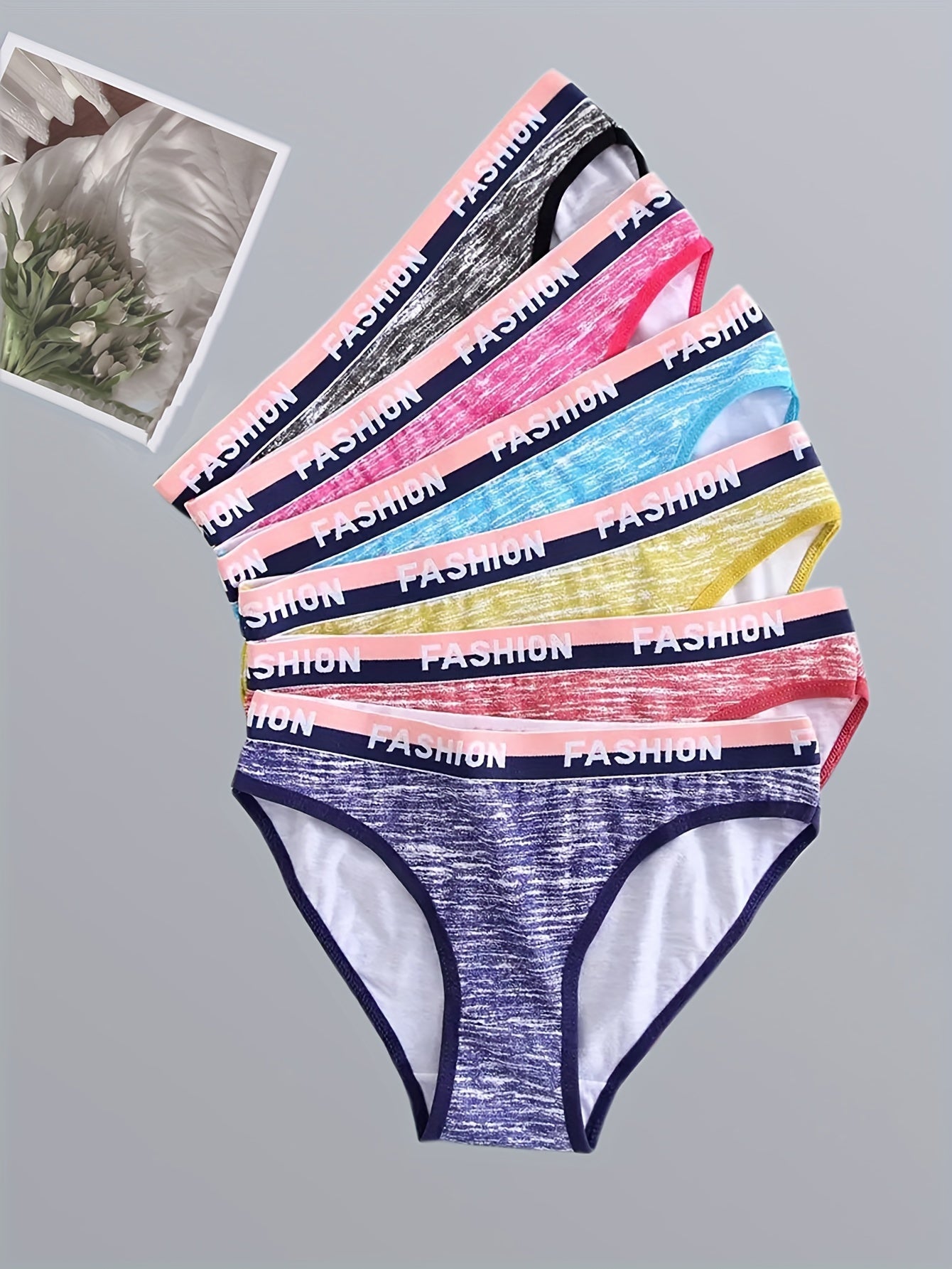 6pcs Letter Print Briefs Stretchy Intimates Panties Women's Lingerie