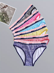 6pcs Letter Print Briefs Stretchy Intimates Panties Women's Lingerie