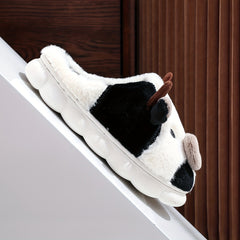 Women's Cow Slippers Plush Lined Platform Shoes