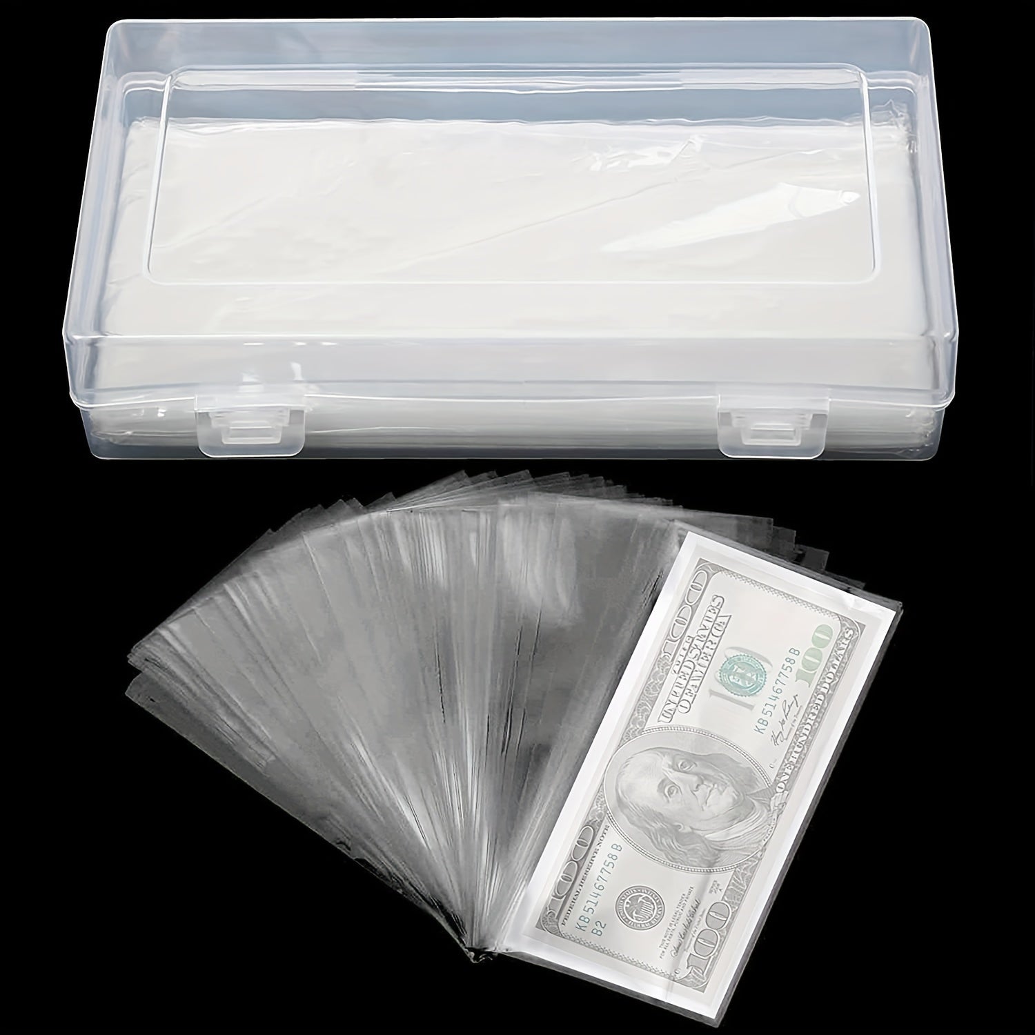 100pcs Currency Collection Sleeves, Storage Case Clear Bill Protector