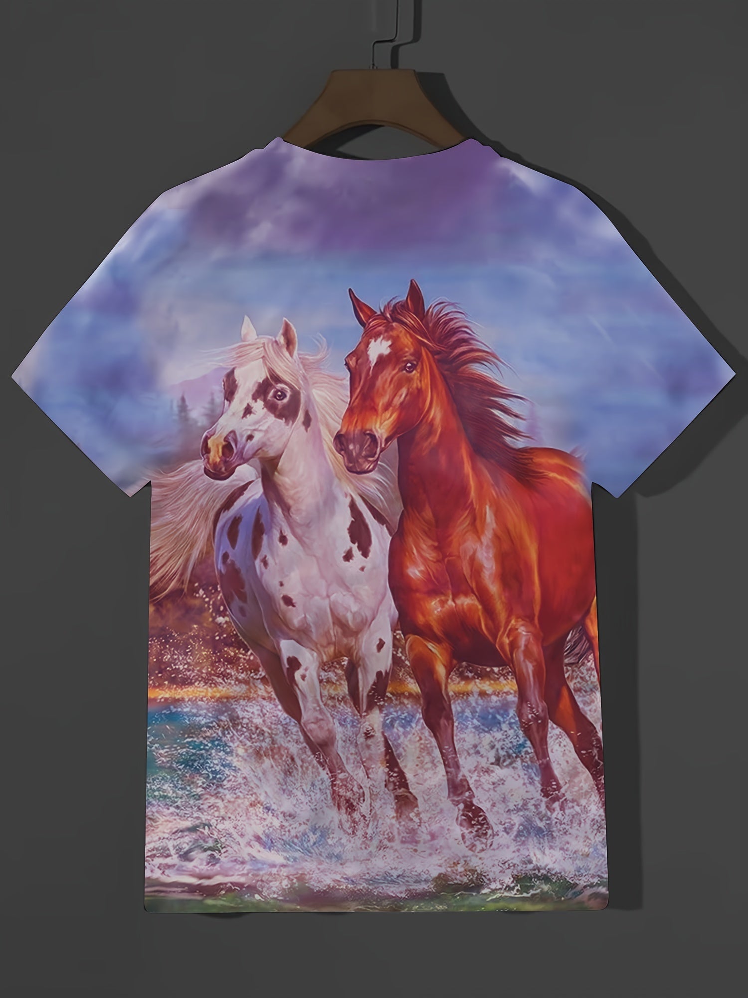 Horse Pattern Men's Short Sleeve T shirt Graphic Tee Summer Clothes