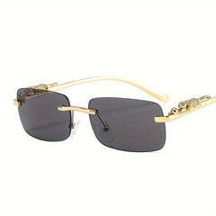 Gradient Tint Golden Frame Sunglasses Vintage Oversized Square