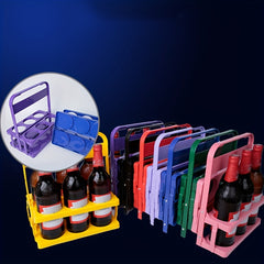 Portable 6 Bottle Plastic Folding Wine Rack Beer Basket