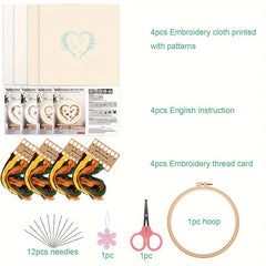 4pcs Embroidery Kit Love Pattern Set with Hoop 20.07cm