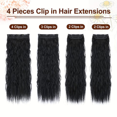 4pcs Curly Wavy Hair Extensions 50 8 Cm Long Synthetic Double Weft Blends Well