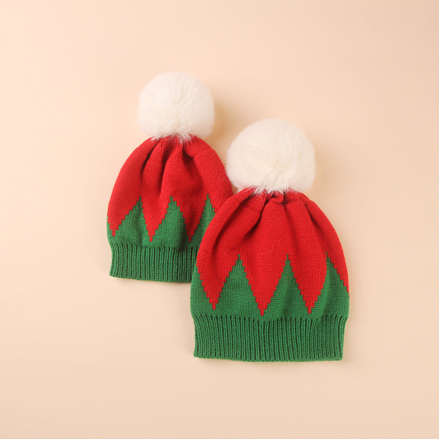 2pcs Christmas Tree Knitted Wool Hat Set