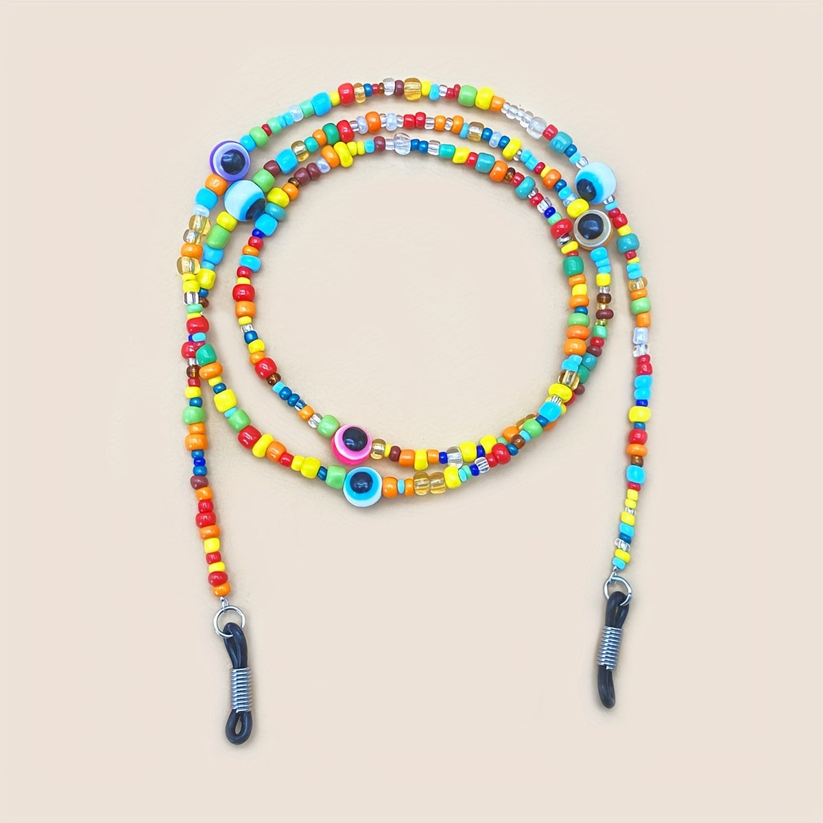 Colorful Rice Beads Glasses Chain - Vibrant Eye Pattern