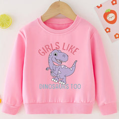 Girls Purple Dinosaur Print Sweatshirt Top for Casual Outfit