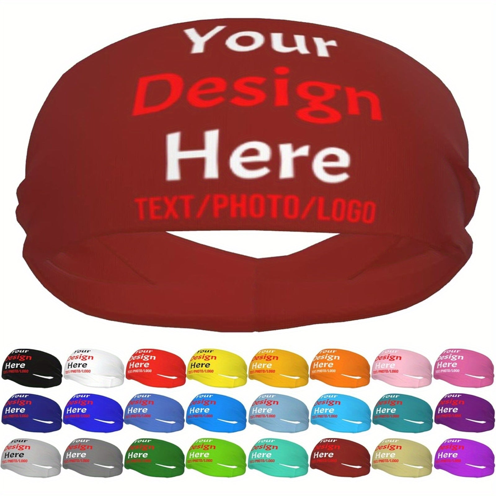 Personalized Sports Headbands with Name Photo Elastic Cl