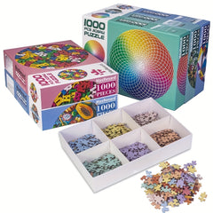 1000pcs Gradient Circle Jigsaw Puzzle Green to Red Challenging Puzzle