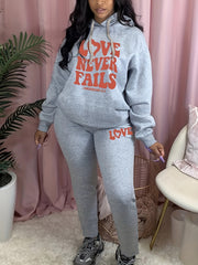 Letter Print Hoodie & Joggers Set