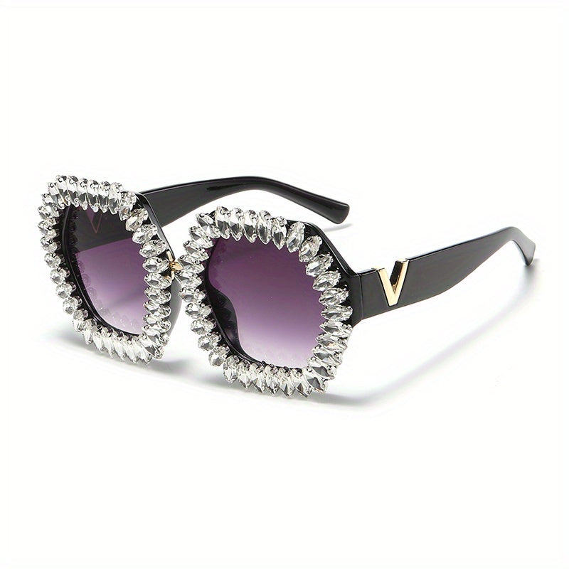 Polygon Rhinestone Sunglasses for Women