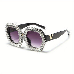 Polygon Rhinestone Sunglasses for Women