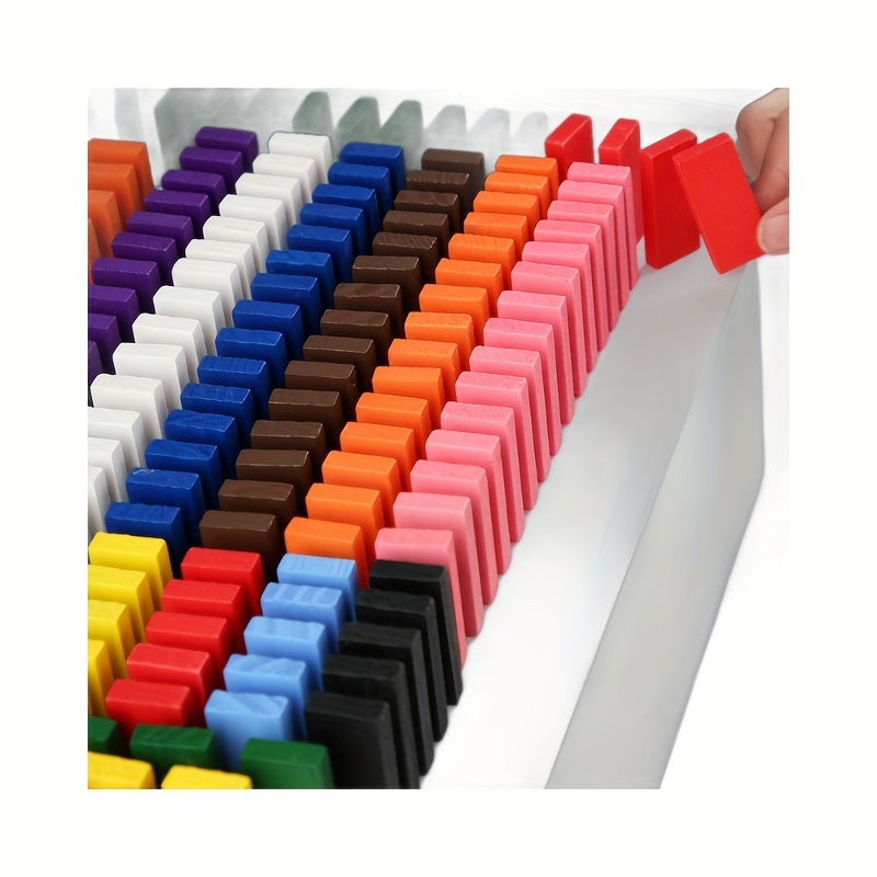 Colorful Wooden Dominoes Set 340pcs Brain Teaser Puzzle Learning Game Night