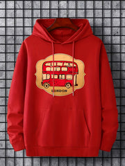 London Double Decker Bus Print Hoodie for Men
