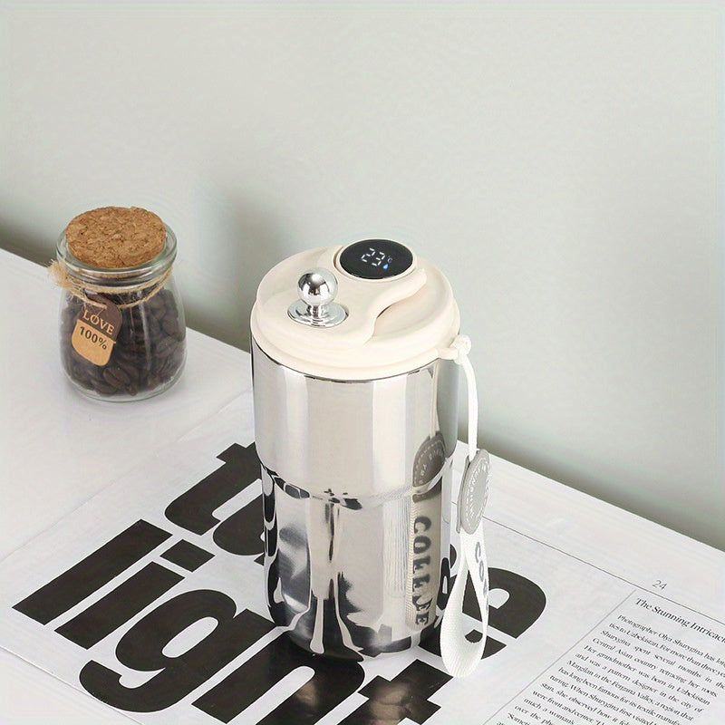 Insulated Stainless Steel Vacuum Cup with Temp Display for Hot & Cold Drinks