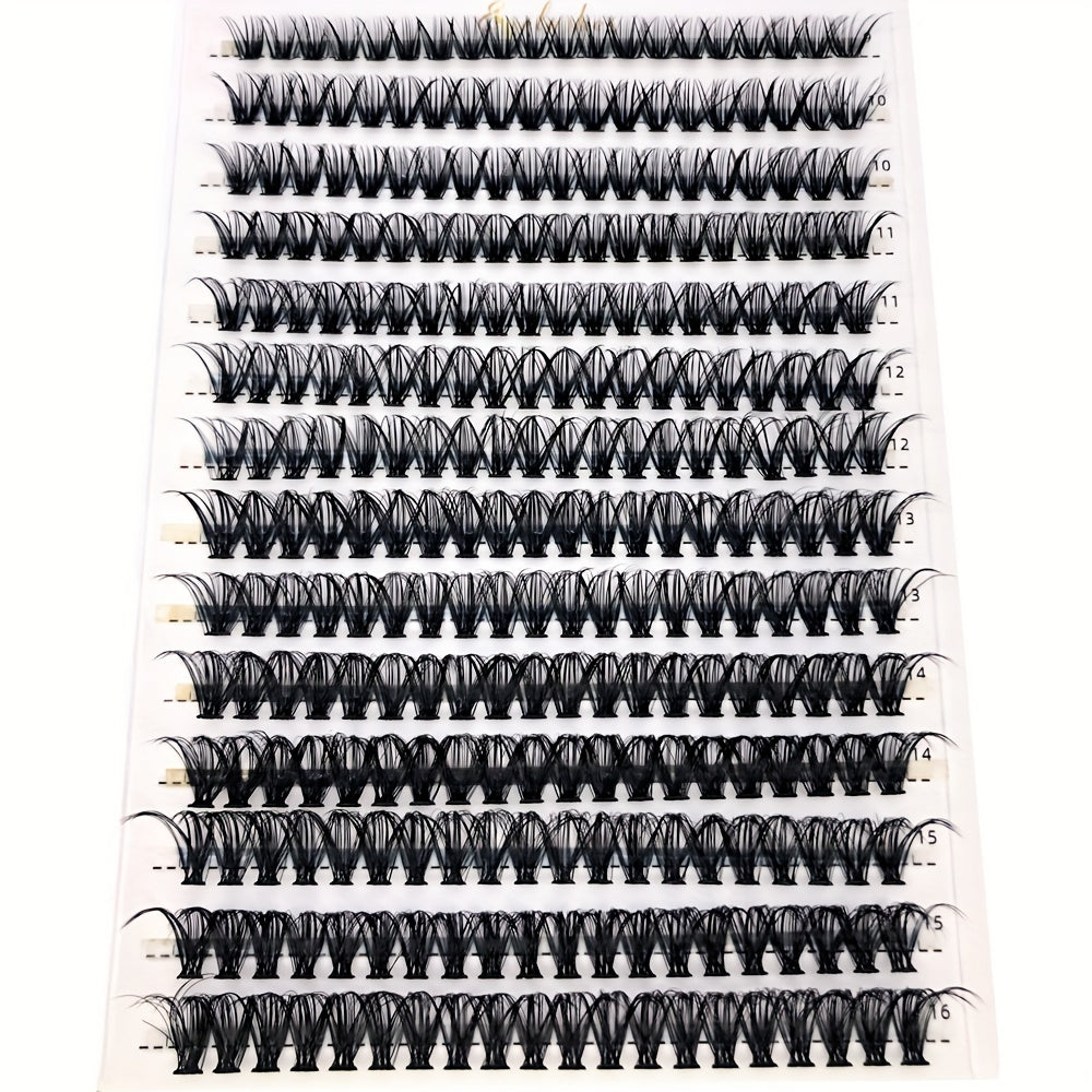 280pcs Clusters Eyelashes 0.07mm D Curl Mixed Length Faux Mink Eyelash Extension