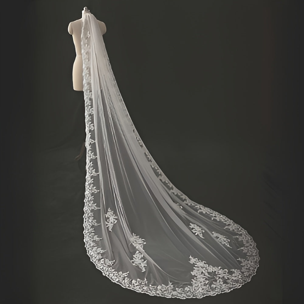 3m Lace Wedding Veil with Comb Ivory Bridal Gown
