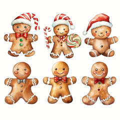 6pcs Christmas Gingerbread Man Decorations Fabric Dolls