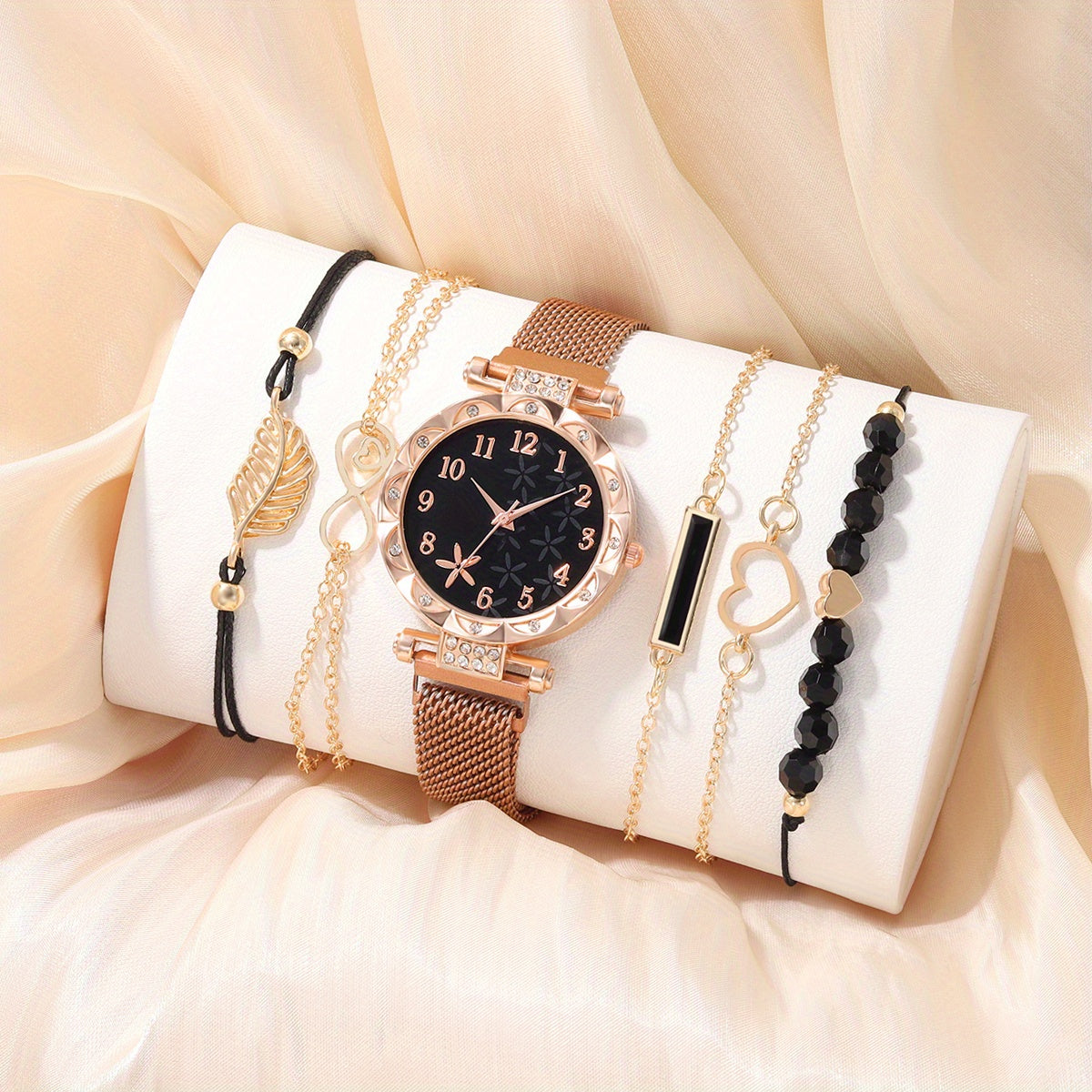 Star Pattern Quartz Watch & 5 Bracelets for Kids