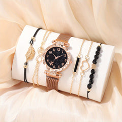 Star Pattern Quartz Watch & 5 Bracelets for Kids