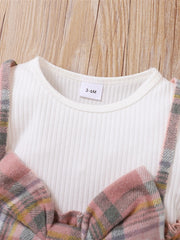 Baby Girls Plaid Bow Dress & Headband Set Winter Clothing